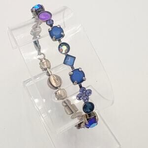 Sorrelli Crystal Bracelet in Blues & Purples – Mixed Shapes, Silver‑Tone Finish